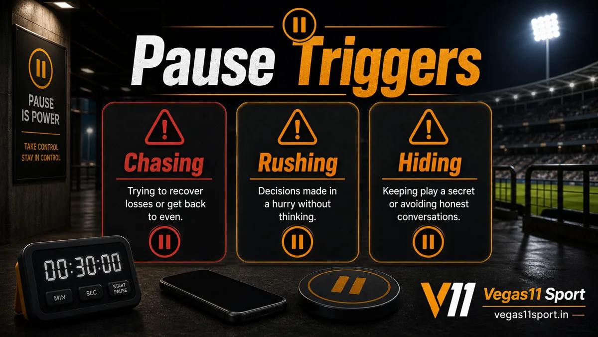 Vegas11 Sport illustration showing Chasing, Rushing, and Hiding as pause triggers.