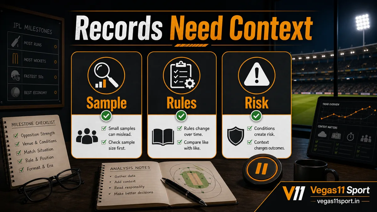 Vegas11 Sport illustration showing Sample, Rules, and Risk checks for IPL records.