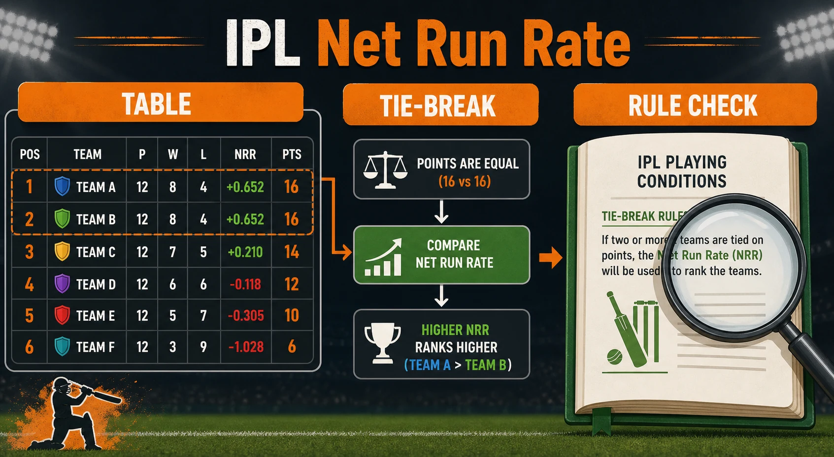 net run rate context diagram for IPL Net Run Rate Explained: Calculation, Tie-Breakers, and Common Mistakes