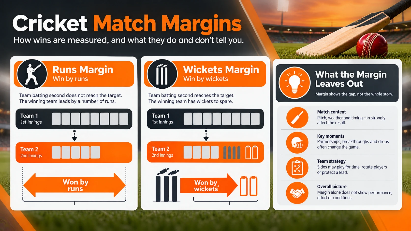 RESULT IS NOT THE WHOLE STORY diagram for T20 Match Margin Explained: Runs, Wickets, and What the Margin Leaves Out