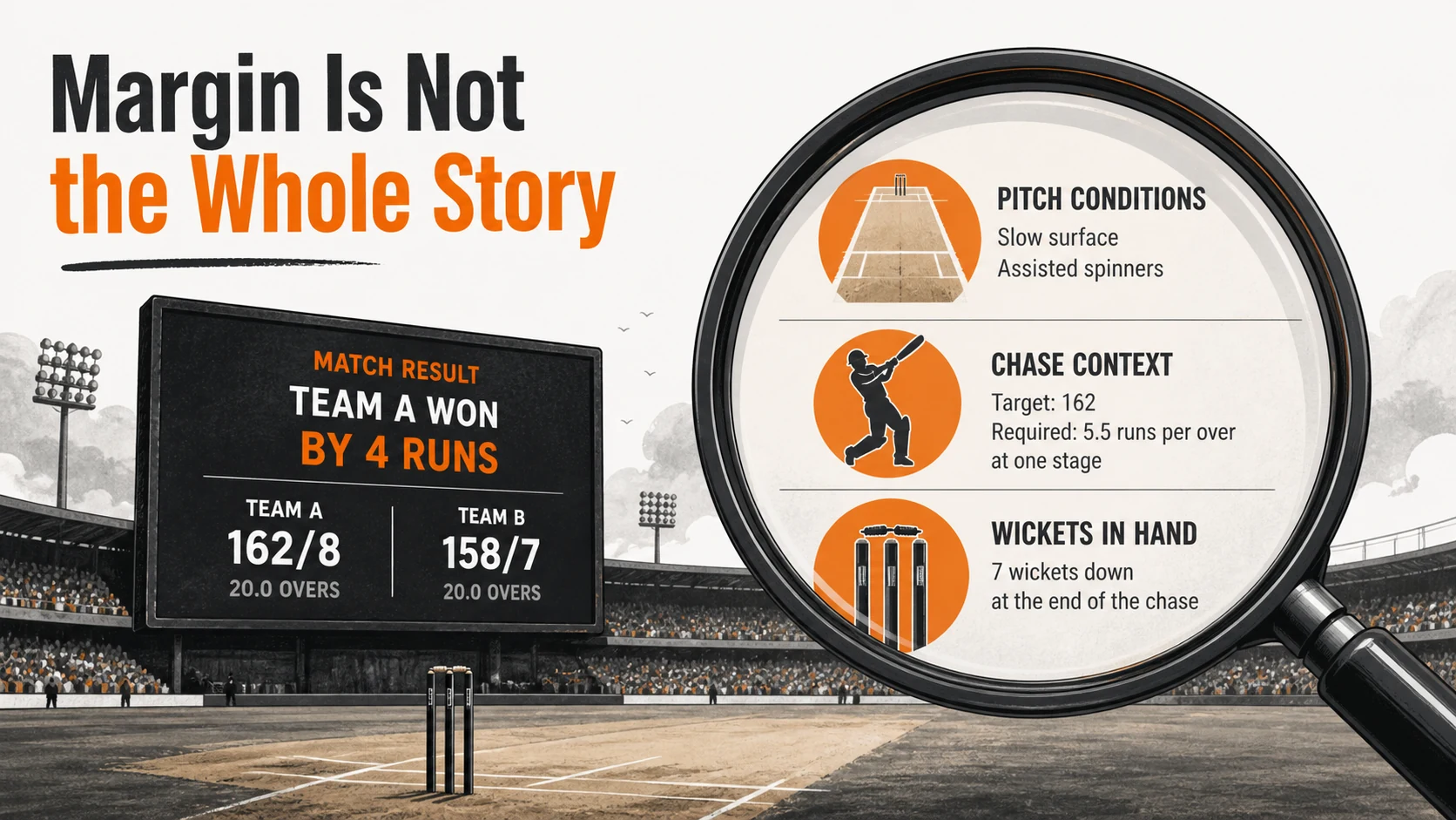 match margins context diagram for T20 Match Margin Explained: Runs, Wickets, and What the Margin Leaves Out